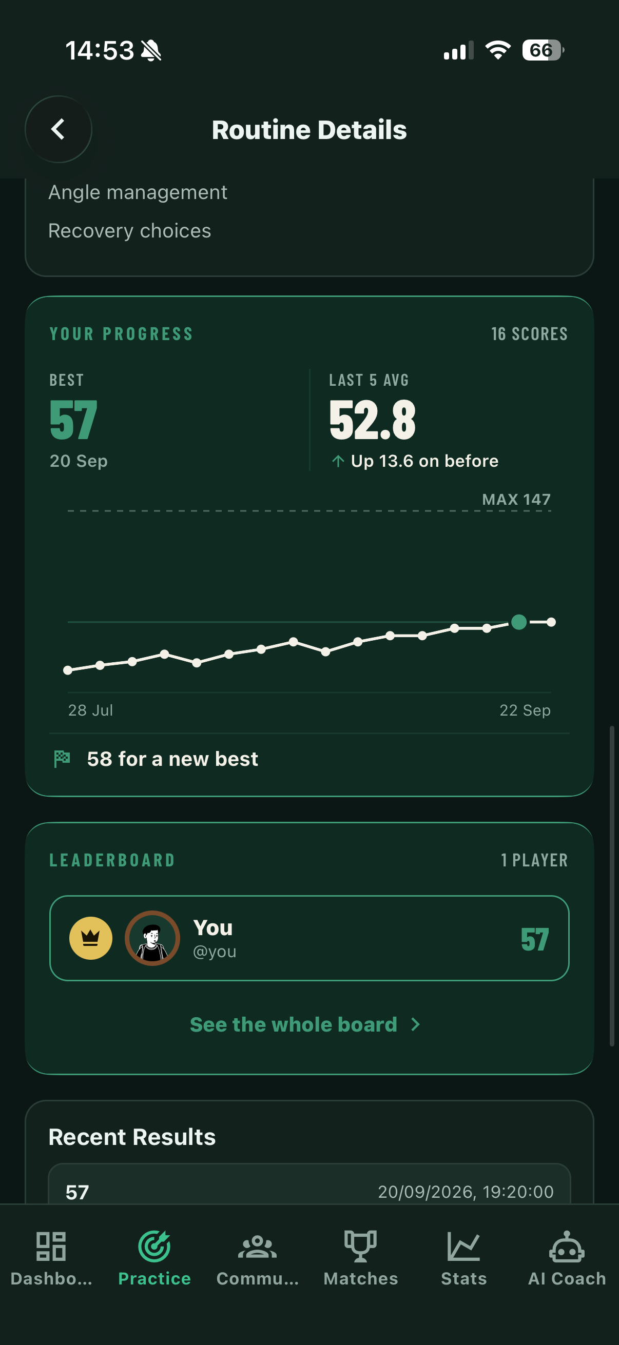 A routine and its progress in Snookered